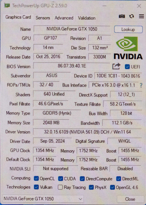 ASUS PH-GTX1050-2G NVIDIA GeForce GTX 1050 2GB Graphics Card