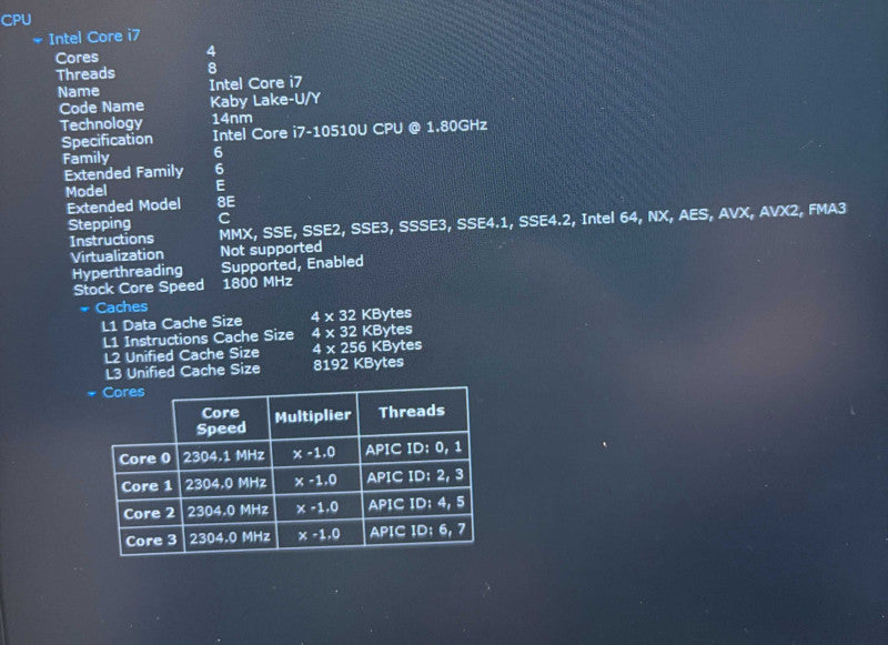 Lenovo ThinkPad X390 Intel Core i7-10510U@1.8GHz 16GB DDR4 RAM 512GB NVMe SSD  Lap200