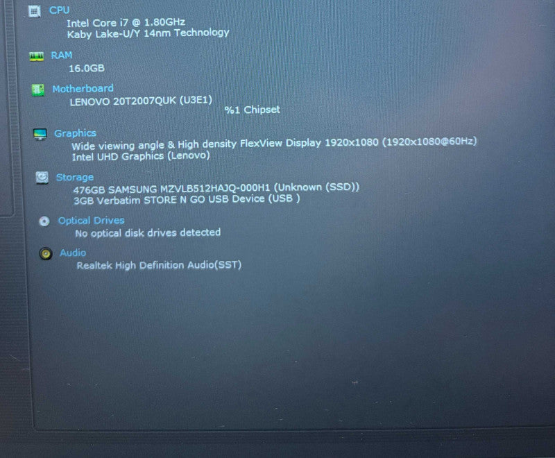 Lenovo ThinkPad X13 Intel Core i7-10510U@1.8GHz 16GB DDR4 RAM 512GB NVMe SSD  Lap200
