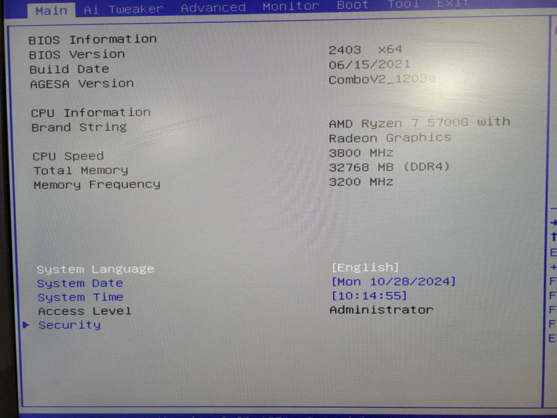 Custom PC/Asus Motherboard , AMD Ryzen 7 5700G, 32GB DDR4, 256GB NVMe !