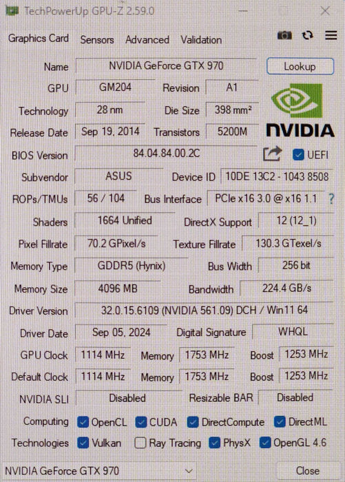 ASUS GeForce GTX 970 4GB GPU (STRIX-GTX970-DC2OC-4GD5) Graphics Card