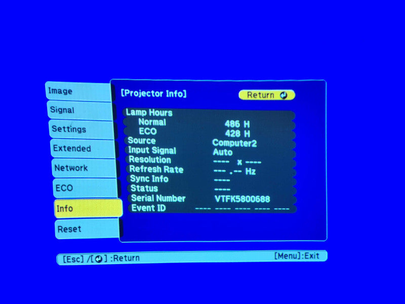 EPSON PowerLite 98H H687A LCD Projector, Lamp Hour: 914Hrs