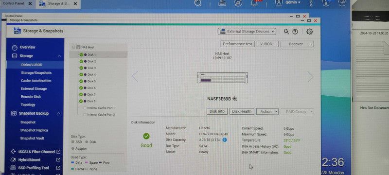 QNAP TS-EC880U-RP NAS Network Attached Storage, 8x 3TB HDDs _