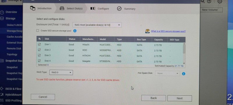 QNAP TS-EC880U-RP NAS Network Attached Storage, 8x 3TB HDDs _