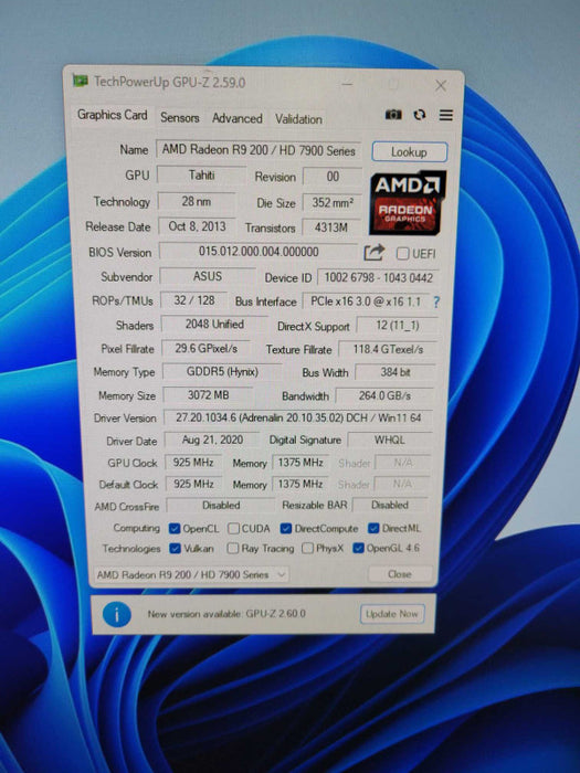 ASUS HD7970 DIRECTU 11 GRAPHIC CARD !