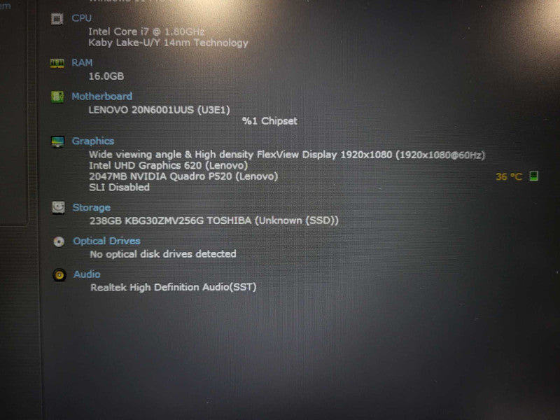 Lenovo ThinkPad P53s| i7-8665U| 16GB DDR4 | P520 | 256GB SSD  $ Lap200