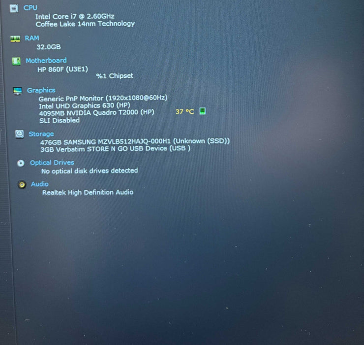 HP ZBook 15 G6 i7-9850H@2.6GHz QUADRO T2000 4GB GPU 32GB RAM 512GB SSD  Lap200