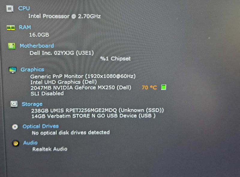 Dell Latitude 5411 i7-10850H @2.70GHz, 16GB DDR4, MX250 GPU, 256GB SSD *READ*  Lap200