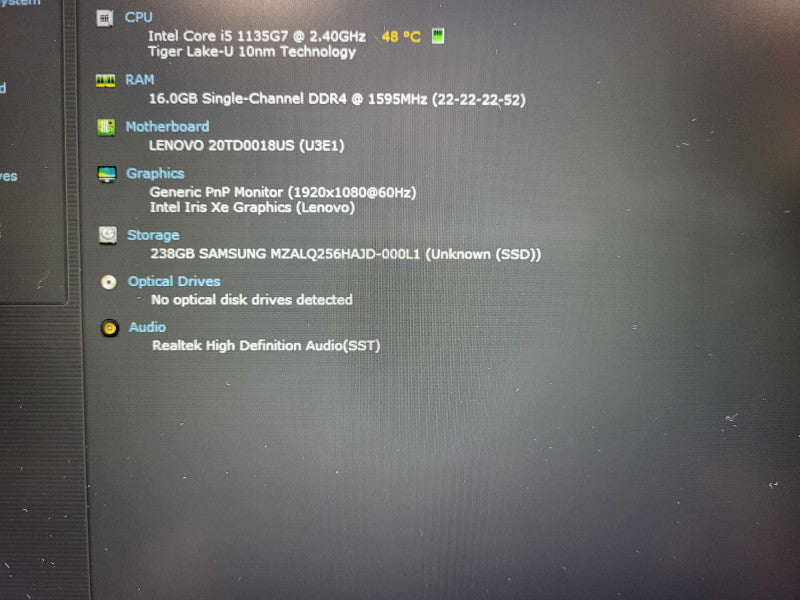 Lenovo ThinkPad E15 Intel Core i5-1135G7 16GB RAM 256GB SSD READ $ Lap200