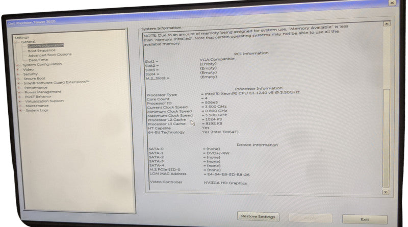 Dell Precision Tower 3620 | Xeon E3-1240 v5 | 16GB DDR4 | No HDD | No GPU