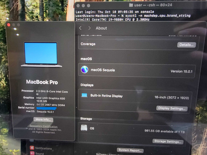 MacBook Pro 2019 16" |8-Core i9-9880H @2.3GHz 64GB RAM 1TB SSD AMD 5500M READ