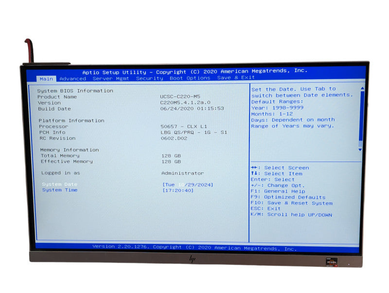 Cisco UCS C220 M5 Intel Xeon Silver 4215 @ 2.50Ghz 128GB RAM  -