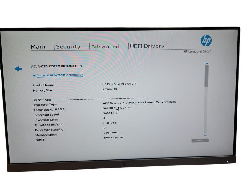 HP EliteDesk 705 G4 SFF AMD Ryzen 5 2400G 16GB DDR4 Ram θ