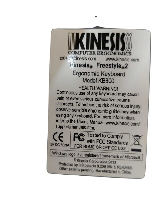 Kinesis FreeStyle 2 Ergonomic Keyboard Model: KB800 =