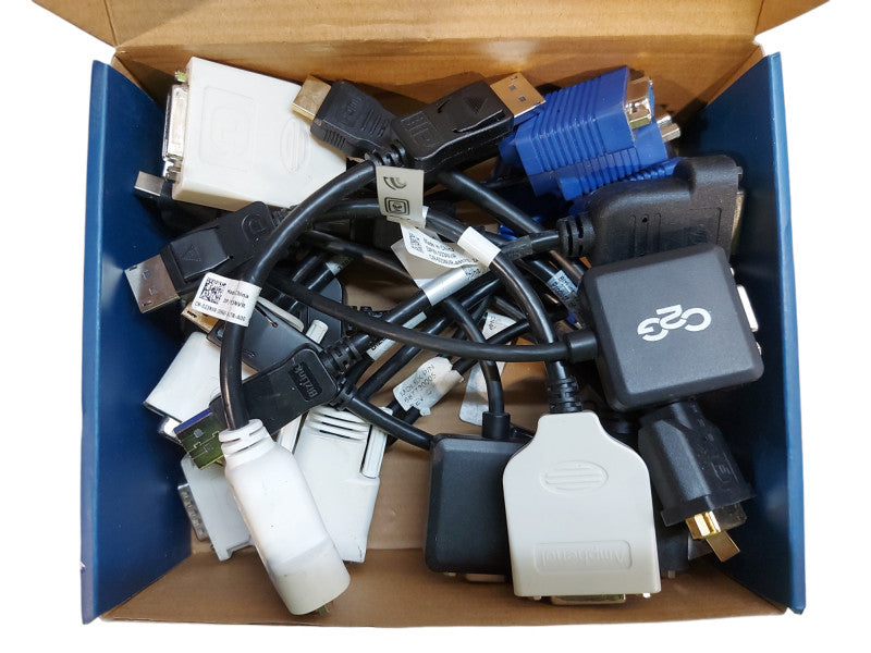 Assorted Adapters, DVI to DP, HDMI to DVI, VGA to Mini DP, DMS59 - 15 Pcs