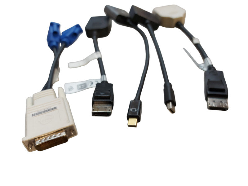 Assorted Adapters, DVI to DP, HDMI to DVI, VGA to Mini DP, DMS59 - 15 Pcs