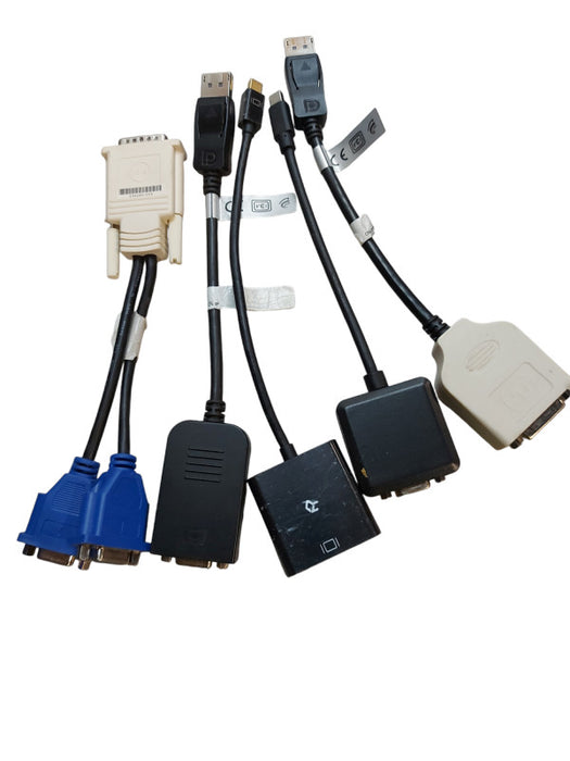 Assorted Adapters, DVI to DP, HDMI to DVI, VGA to Mini DP, DMS59 - 15 Pcs