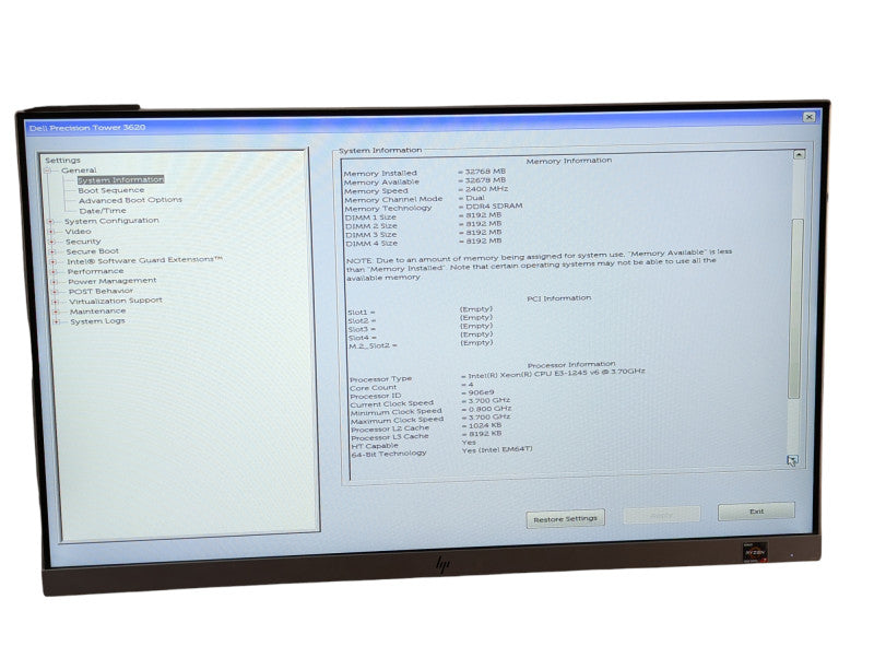 DELL Precision Workstation 3620 Intel Xeon E3-1245 v6 @ 3.70Ghz 32GB RAM $