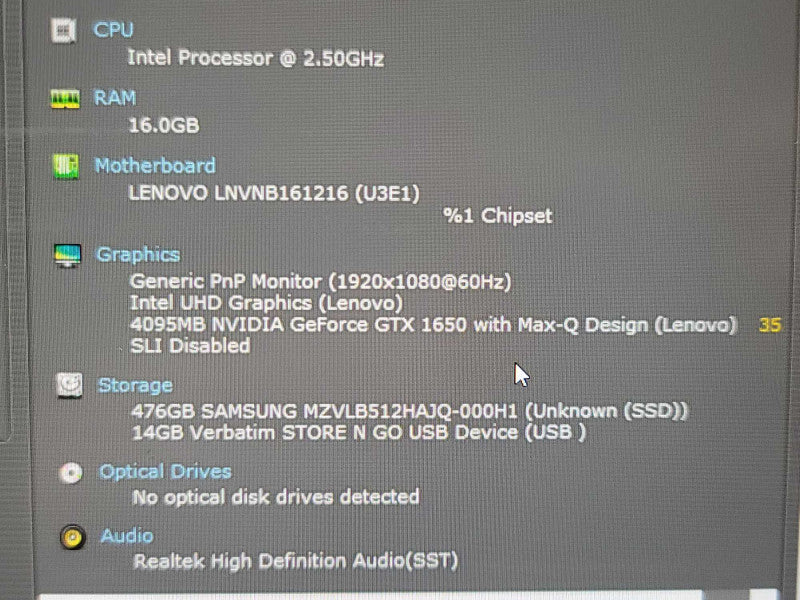 Lenovo ThinkBook 15p IMH| i5-10300H| 16GB DDR4| GTX 1650 Ti| 512GB SSD READ Qβ Lap200