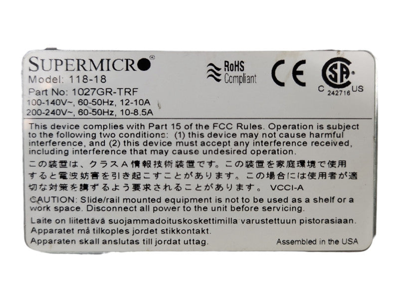 Supermicro 1027GR-TRF X9DRG-HF 1U, 4x2.5", 2x Xeon E5-2667 v2 3.3GHz 64GB RAM