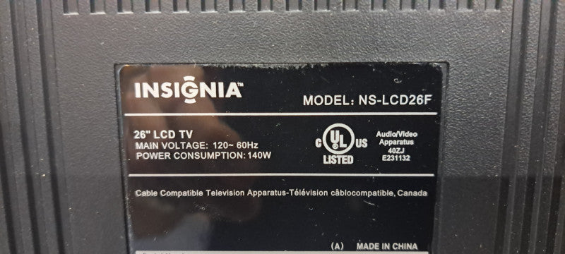 Insignia NS-LCD26 26-Inch LCD HDTV.