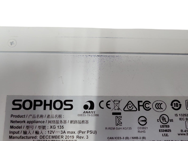 Sophos XG 135 Rev.3 Firewall Appliance, READ _