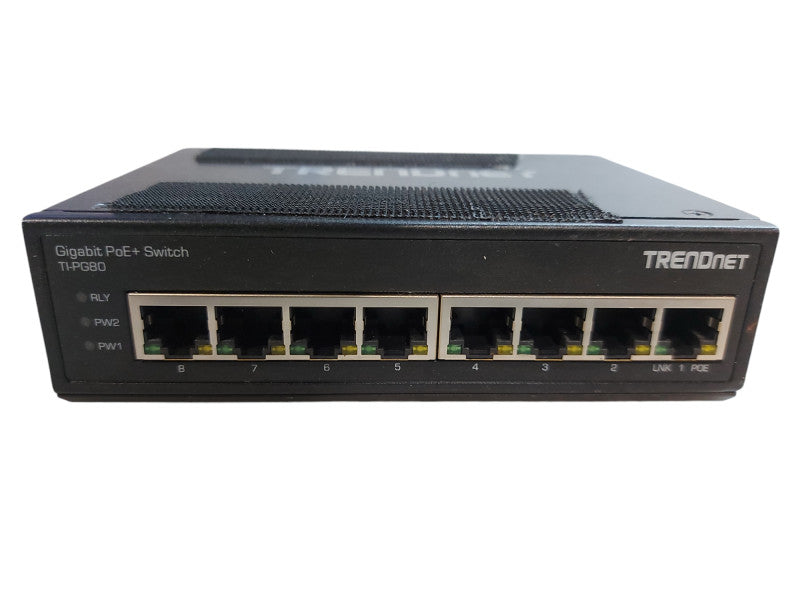 TRENDnet TI-PG80 8-Port Industrial Gigabit PoE+ DIN-Rail Switch 48–56V