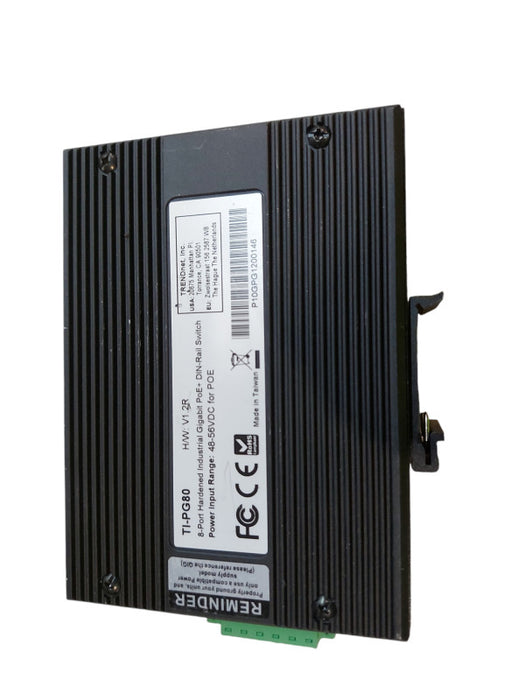 TRENDnet TI-PG80 8-Port Industrial Gigabit PoE+ DIN-Rail Switch 48–56V