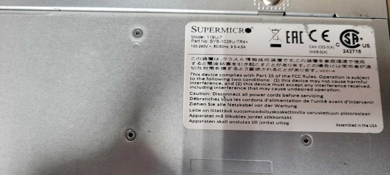 SuperMicro 119U-7 1U Server, 2x Xeon E5-2630V4, 32GB DDR4, No PSU, READ _