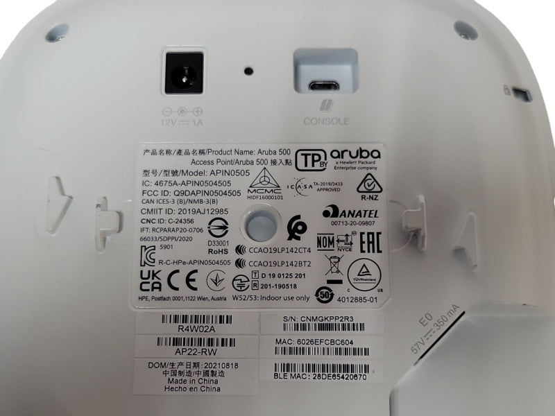 Aruba APIN0505 500 Series Wireless Access Point, read _
