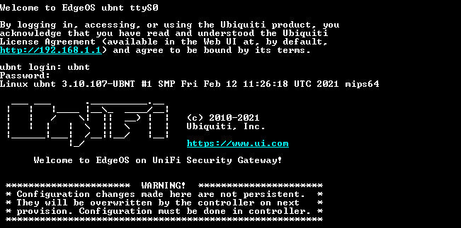 Ubiquiti Networks UniFi USG Security Gateway, Factory Reset