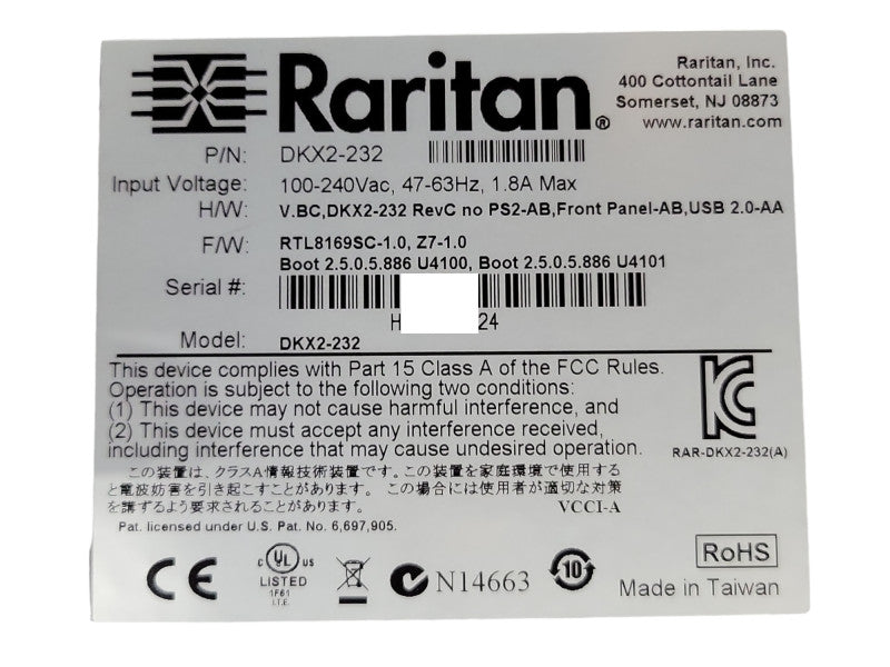 Raritan DKX2-232 Dominion 32-Port KVM Over IP Switch, 2x PSU _