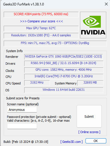 EVGA GeForce GTX 1060 6GB GDDR5 Graphics Card (06G-P4-6163-KR) TESTED