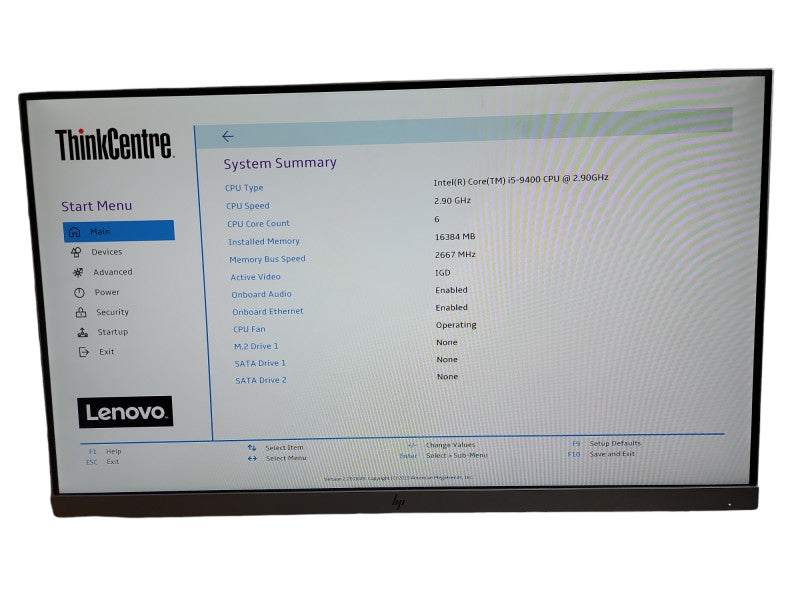 Lenovo ThinkCentre M720e SFF Desktop  i5 - 9400 CPU @ 2.90GHz 16GB DDR4 Ram θ