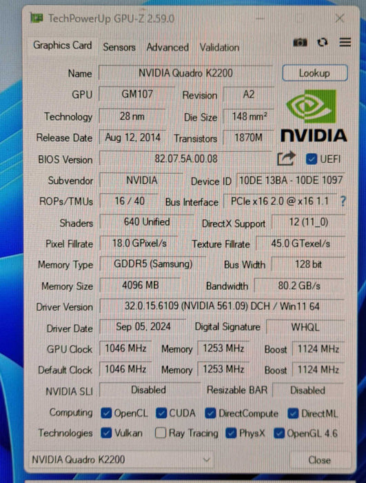 NVIDIA Quadro K2200 | 4GB GDDR5 Graphics Card | 1xDVI 2xDP