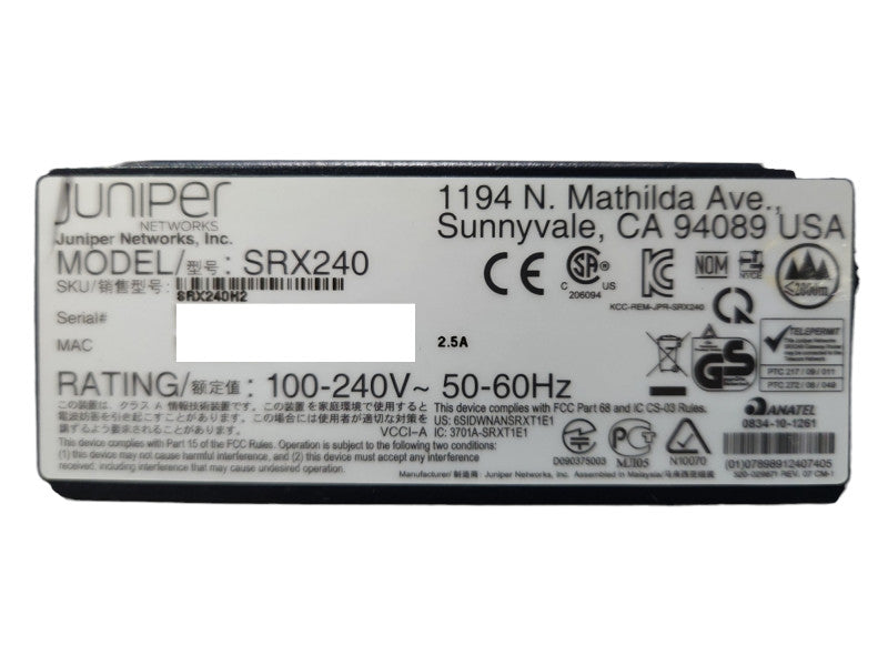 Juniper SRX240 16-Port Gigabit VPN Security Firewall