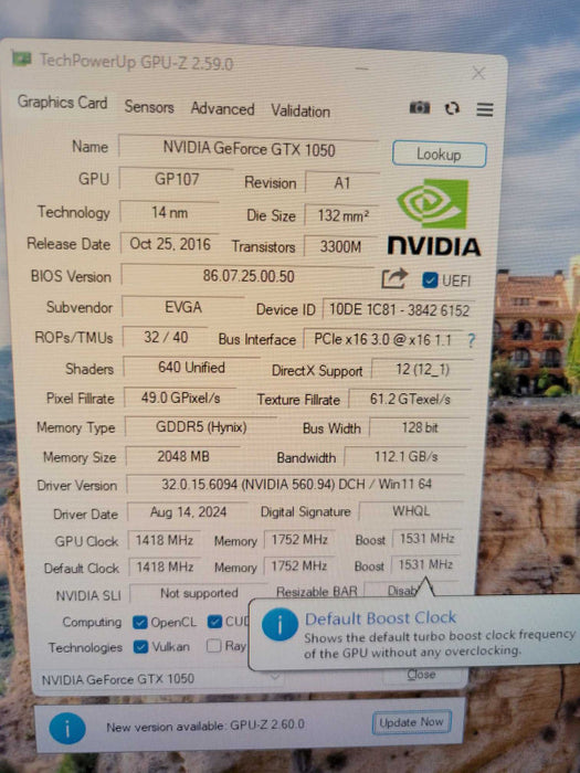 EVGA NVIDIA GTX 1050 SC 2GB PCIE %
