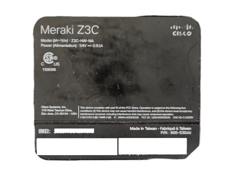 Cisco Meraki Z3C-HW-NA Z3 Series Cloud Managed Teleworker Firewall, UNCLAIMED Q