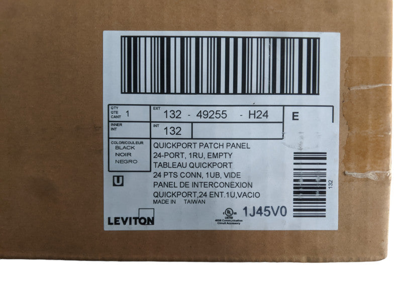 Leviton 49255-H24 Quickport Patch Panel 24-Port 1RU w/Cable Management Bar