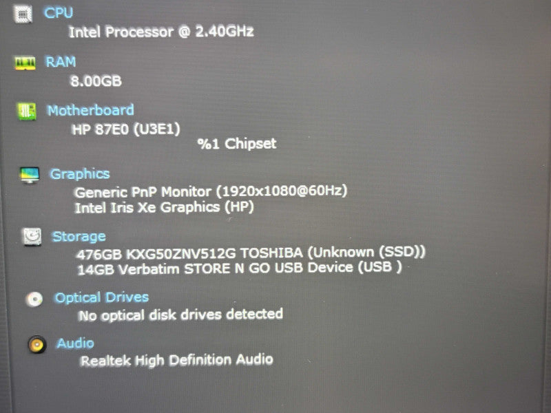HP ProBook 440 G8| i5-1135G7| 8GB DDR4| 512GB SSD PARTS/REPAIR  β Lap200