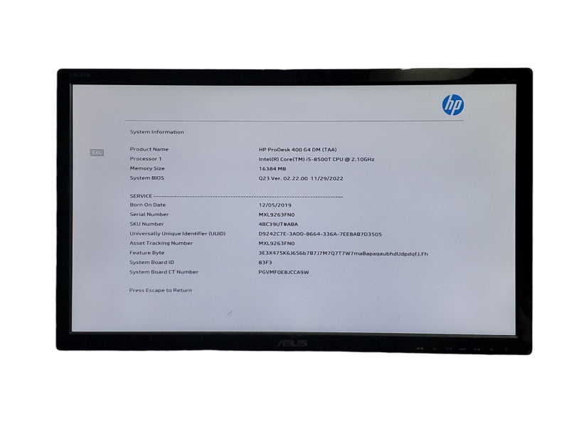 HP ProDesk 400 G4 DM | i5-8500T 2.10GHz | 16GB RAM | No SSD/OS