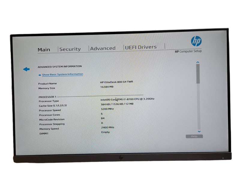 HP EliteDesk 800 G4 TWR PC i7 - 8700  CPU @ 3.20GHz 16GB DDR4 Ram16GB θ