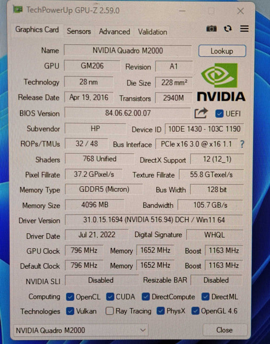NVIDIA Quadro M2000 | 4GB GDDR5 PCIe Graphics Card | 4x Display Port