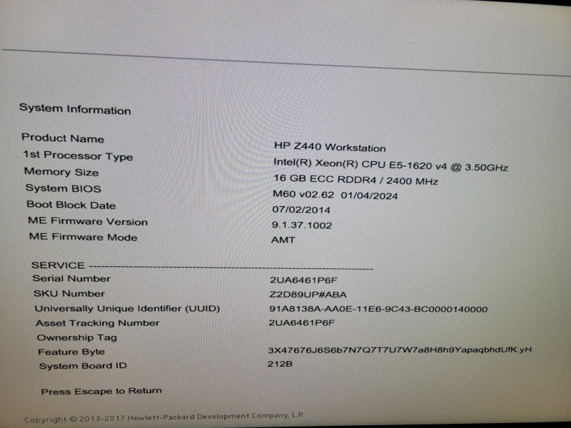 HP Z440 - Xeon E5-1620 v4 | 16GB RAM | NO HDD | QUADRO K2200 | 700W PSU %