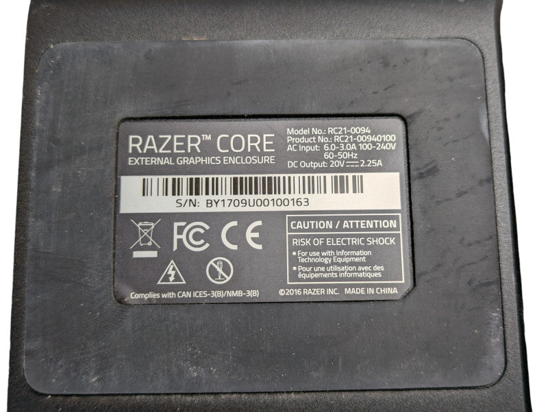 RAZER Core External Graphics Enclosure RC21-0094 NO GPU -