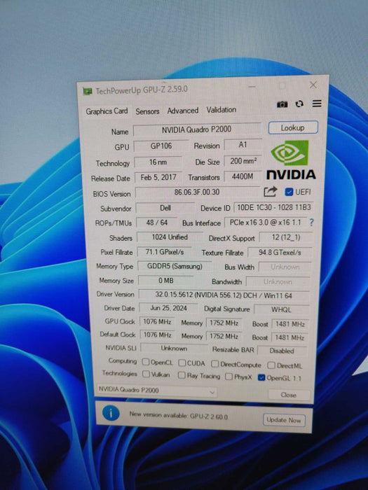 NVIDIA Quadro P2000 | 5GB GDDR5 Graphics Card | 4x DisplayPort !