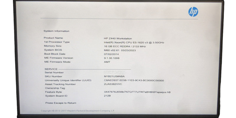 HP Z440 Workstation | Xeon E5-1620 v3 | 16GB DDR4 | No HDD | K2200 Q