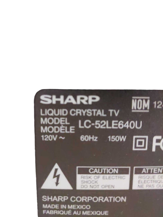 Sharp Aquos Liquid Crystal 52" TV Model: LC-52LE640U Q=