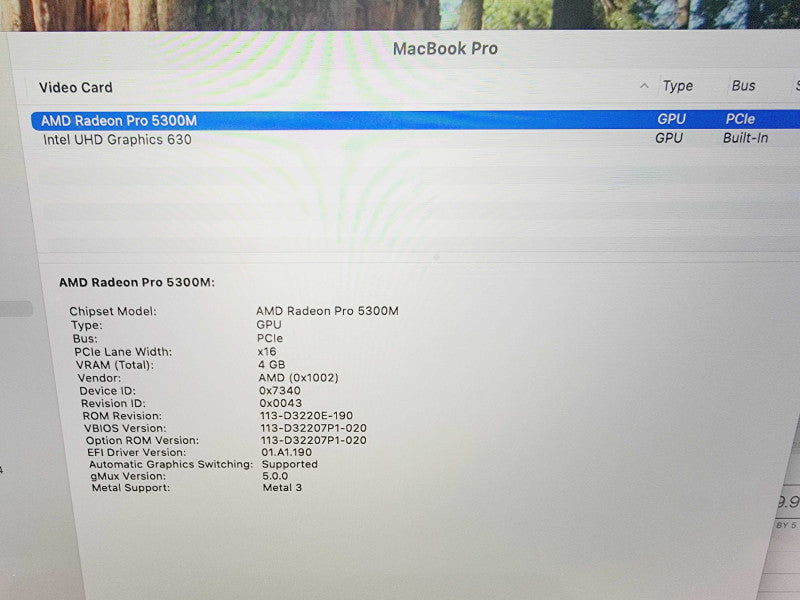 Apple Macbook Pro 2019 16" 6-Core i7-9750H @ 2.6Ghz 16GB DDR4 500GB SSD Radeon Pro 5300M 4GB (