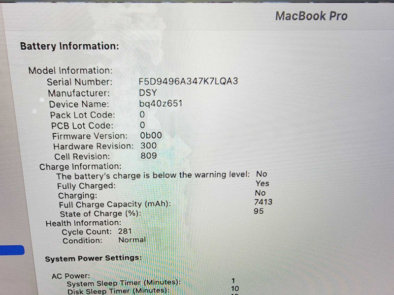 Apple Macbook Pro 2019 16" 6-Core i7-9750H @ 2.6GHz 16GB DDR4 500GB SSD Radeon Pro 5300M 4GB (